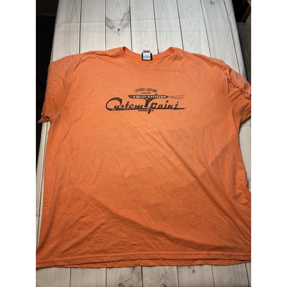 Men's Harley Davidson 3XL Orange Custom Paint Tshirt Short Sleeve